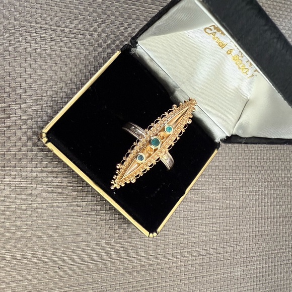 15k/14k Gold Antique Ring with tourmalines. - Picture 7 of 16